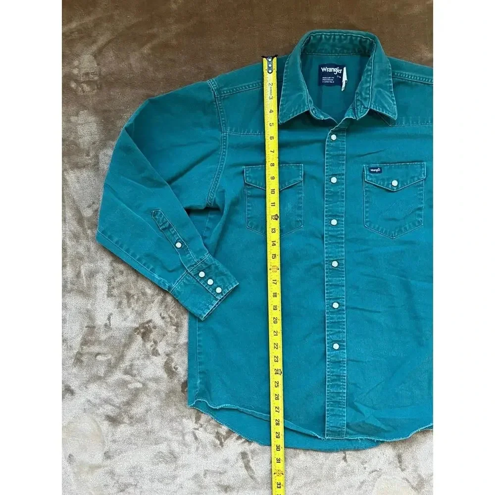 Vintage‎ Wrangler Pearl Snap Button Long Sleeve Shirt Men's Size 17-34 L/XL - Picture 5 of 5